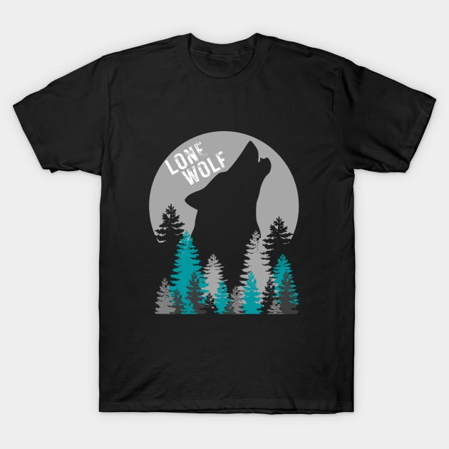 Lone Wolf with Moon Background T-Shirt by jackofdreams22
